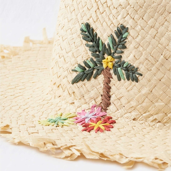 NEW San Diego Hat Co x Aerie Tropical Embroidered Straw Beach Hat - Picture 3 of 3